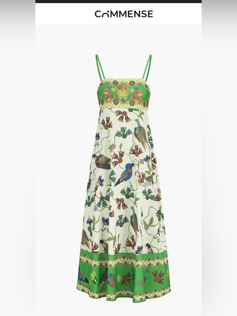 Commense Birdie Print Pockets Cami Long Dress